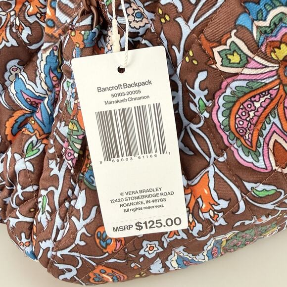Vera Bradley Bancroft Backpack Quilted Marrakesh Cinnamon Paisley 50103 NWT main image 4